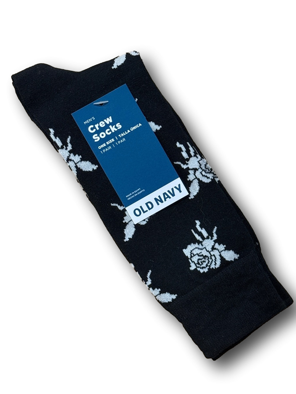 3/$18 White Roses Funny Novelty Crew Socks - NWT - Picture 3 of 3